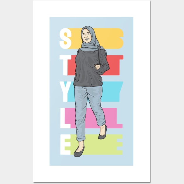 Hijab Blue Jeans Wall Art by crissbahari